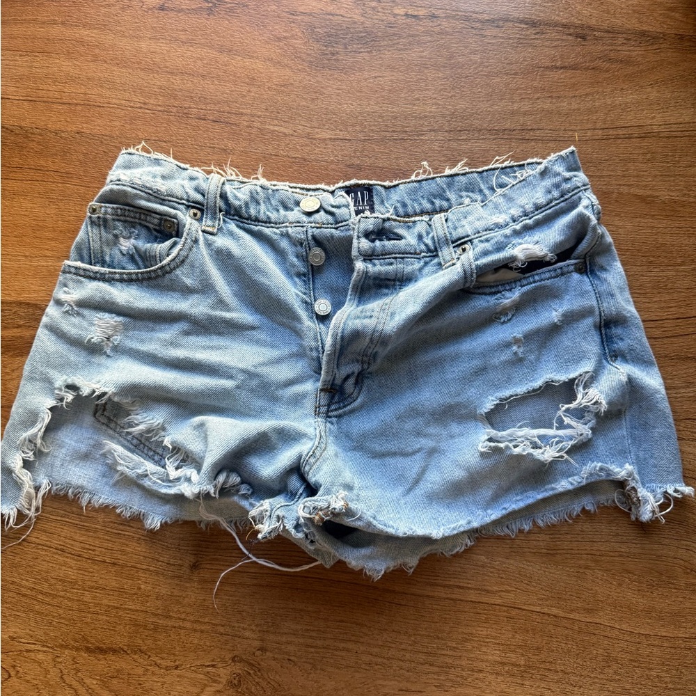 GAP Frayed Light Blue Jean Shorts